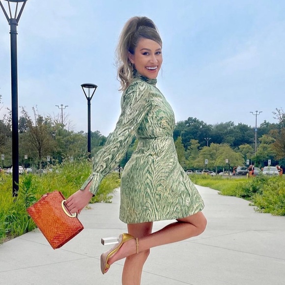 Jonathan Simkhai Green Moire Dress - Picture 3 of 3